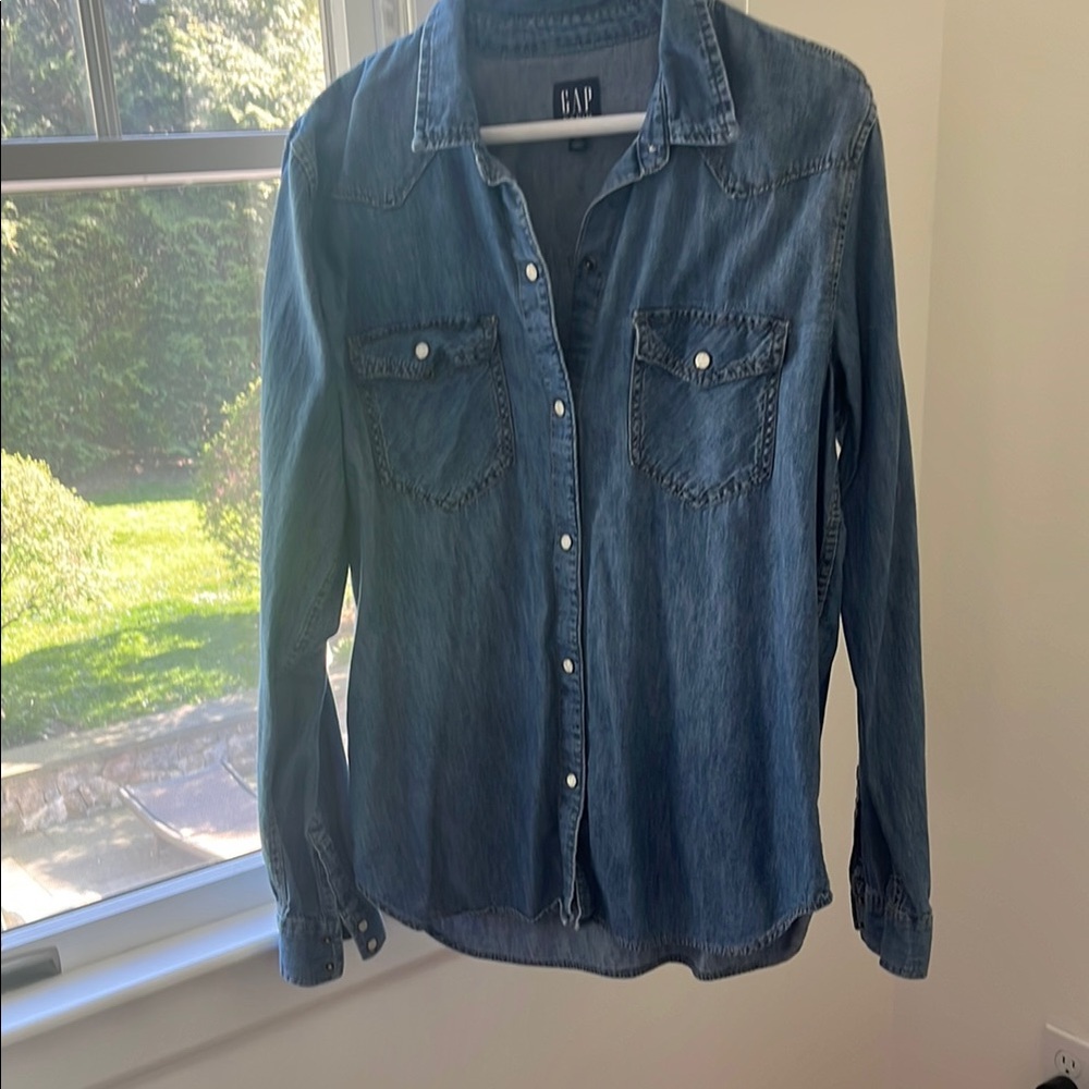 GAP Blue Denim Button Down Shirt